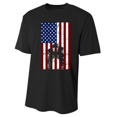 Offensive D-Line Football Pittsburgh Lineman American flag Performance Sprint T-Shirt