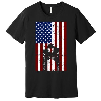 Offensive D-Line Football Pittsburgh Lineman American flag Premium T-Shirt