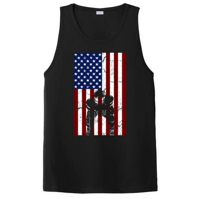 Offensive D-Line Football Pittsburgh Lineman American flag PosiCharge Competitor Tank