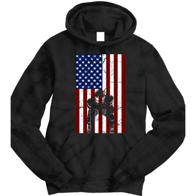 Offensive D-Line Football Pittsburgh Lineman American flag Tie Dye Hoodie