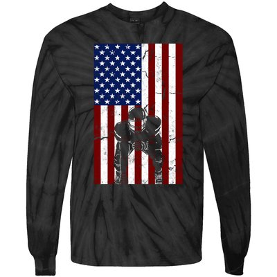 Offensive D-Line Football Pittsburgh Lineman American flag Tie-Dye Long Sleeve Shirt