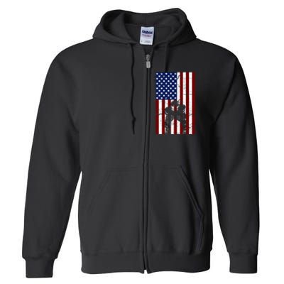 Offensive D-Line Football Pittsburgh Lineman American flag Full Zip Hoodie