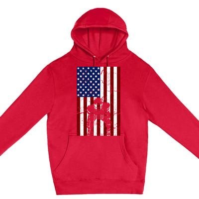 Offensive D-Line Football Pittsburgh Lineman American flag Premium Pullover Hoodie