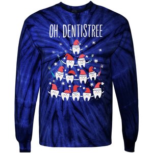 Oh Dentistree Funny Dental Christmas Tooth Hygienist Dentist Tie-Dye Long Sleeve Shirt