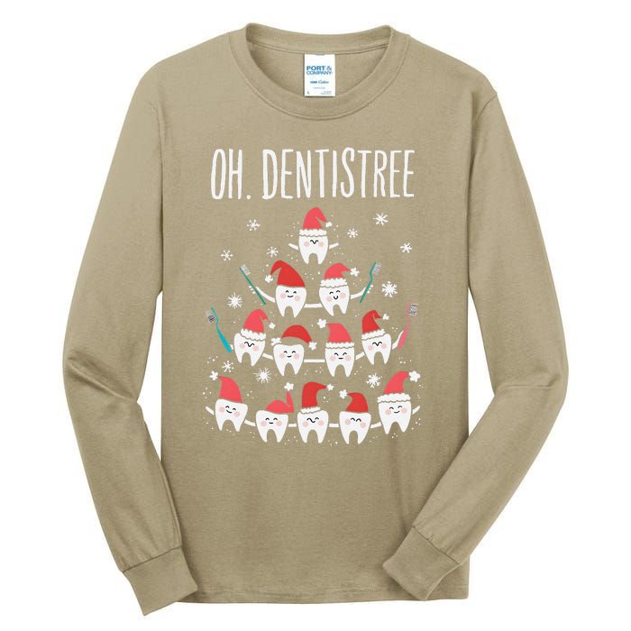 Oh Dentistree Funny Dental Christmas Tooth Hygienist Dentist Tall Long Sleeve T-Shirt