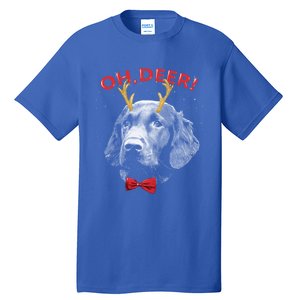 Oh Deer Flat Coated Retriever Xmas Red Bowtie Gift Tall T-Shirt