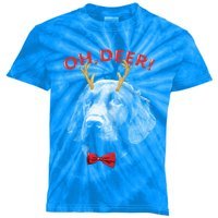 Oh Deer Flat Coated Retriever Xmas Red Bowtie Gift Kids Tie-Dye T-Shirt