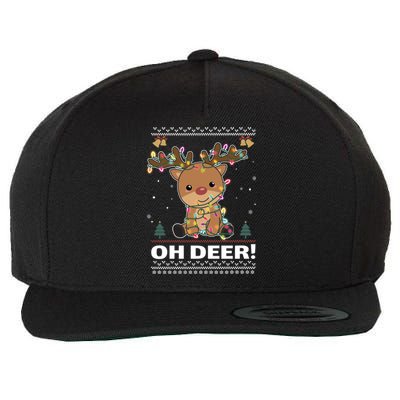 Oh Deer Funny Deer Christmas Pun Great Gift Wool Snapback Cap