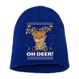 Oh Deer Funny Deer Christmas Pun Great Gift Short Acrylic Beanie