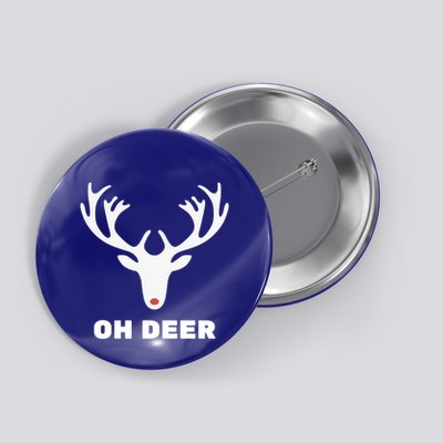 Oh Deer Funny Rudolph Antlers Christmas Winter Holidays Cool Gift Button