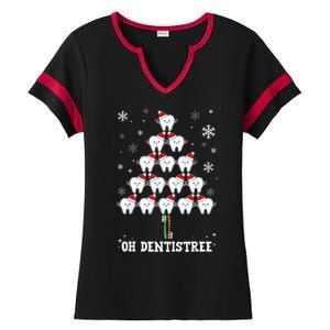 Oh Dentistree Funny Christmas Tree Dental Hygiene Ladies Halftime Notch Neck Tee