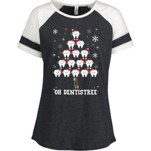 Oh Dentistree Funny Christmas Tree Dental Hygiene Enza Ladies Jersey Colorblock Tee