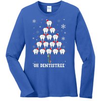 Oh Dentistree Funny Christmas Tree Dental Hygiene Ladies Long Sleeve Shirt