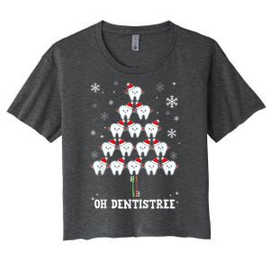 Oh Dentistree Funny Christmas Tree Dental Hygiene Women's Crop Top Tee