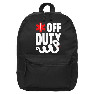 Off Duty Funny EMT EMS Paramedic 16 in Basic Backpack