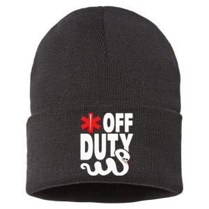 Off Duty Funny EMT EMS Paramedic Sustainable Knit Beanie