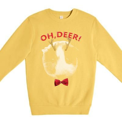 Oh Deer Guinea Pig Xmas Red Bowtie Gift Premium Crewneck Sweatshirt