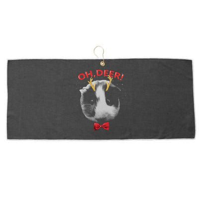 Oh Deer Guinea Pig Xmas Red Bowtie Gift Large Microfiber Waffle Golf Towel