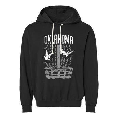 Oklahoma Disc Golf Player Breaking Chains Birdie Cute Gift Garment-Dyed Fleece Hoodie