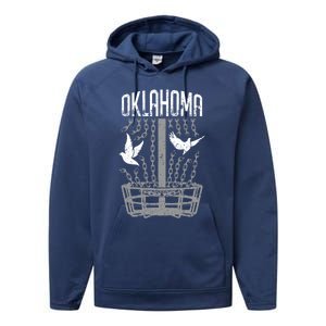 Oklahoma Disc Golf Player Breaking Chains Birdie Cute Gift Performance Fleece Hoodie