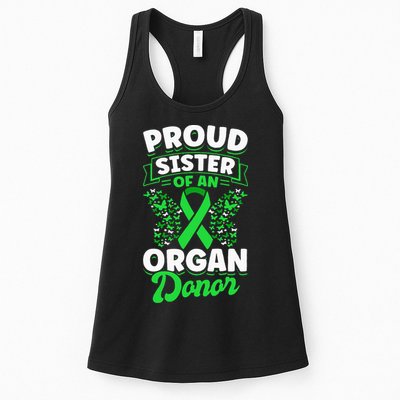 Organ Donation Green Ribbon Proud Sister Of An Organ Donor Womens Tank Top