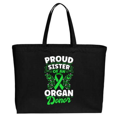 Organ Donation Green Ribbon Proud Sister Of An Organ Donor Cotton Canvas Jumbo Tote