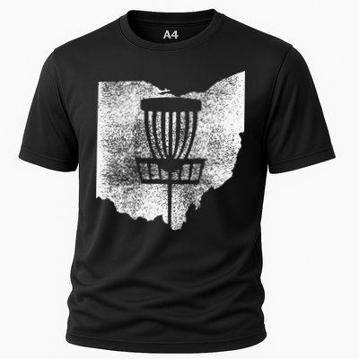 Ohio Disc Golf State With Basket Distressed Graphic Performance Shirt