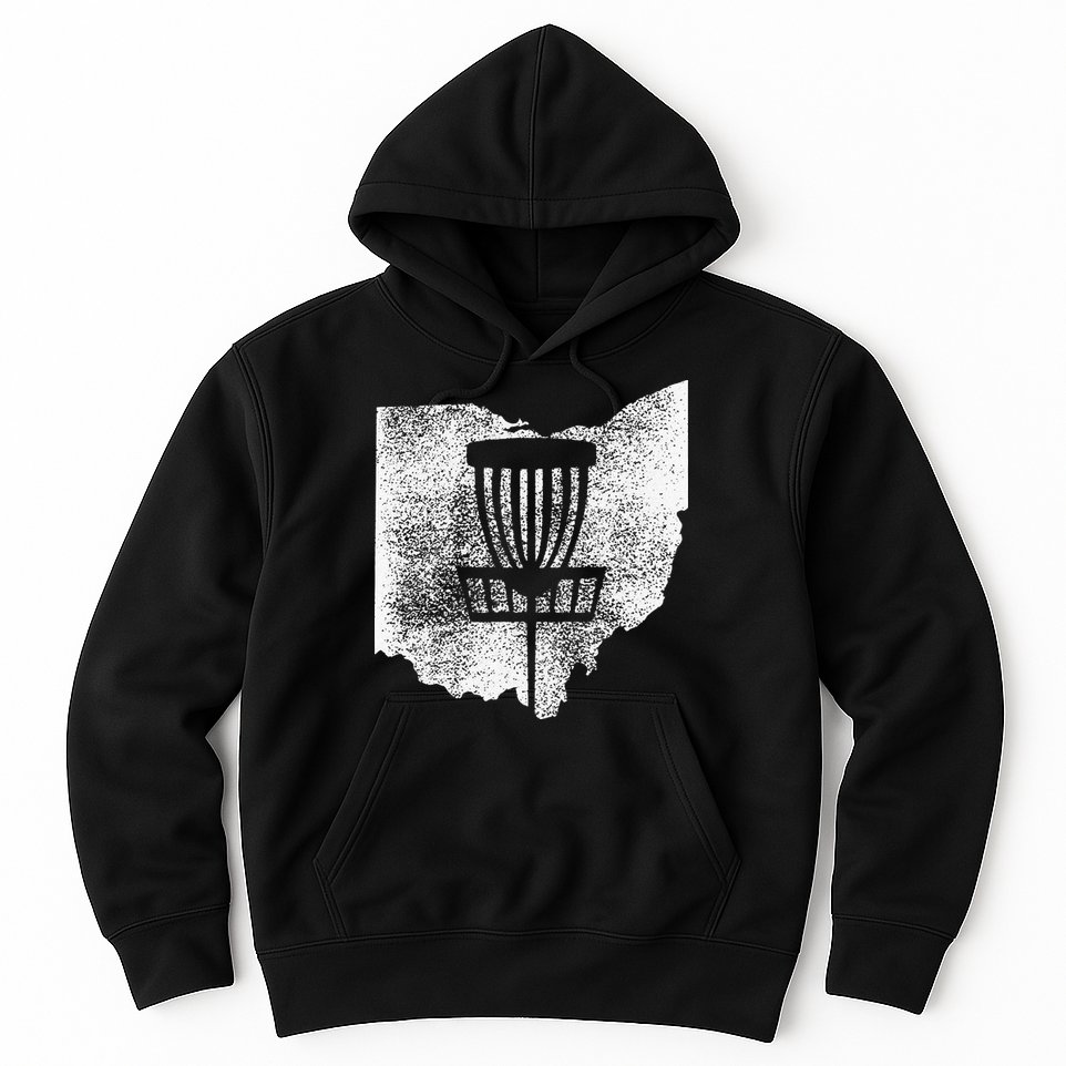 Ohio Disc Golf State With Basket Distressed Graphic Hoodie