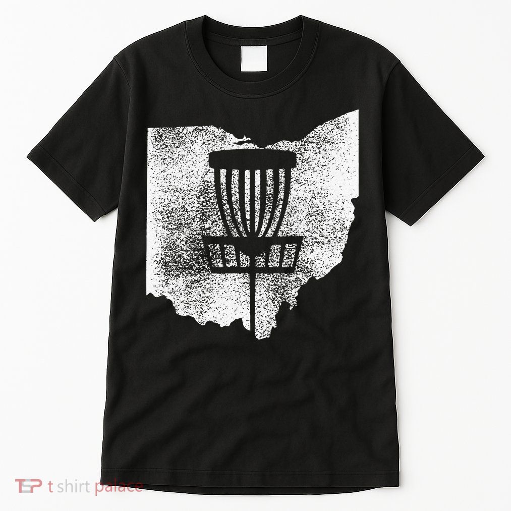 Ohio Disc Golf State With Basket Distressed Graphic Tall T-Shirt