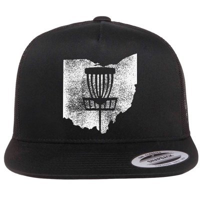 Ohio Disc Golf State With Basket Distressed Graphic Flatbill Hat