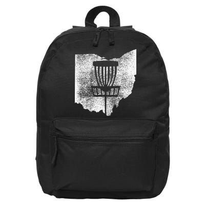 Ohio Disc Golf State With Basket Distressed Graphic 16 in Basic Backpack