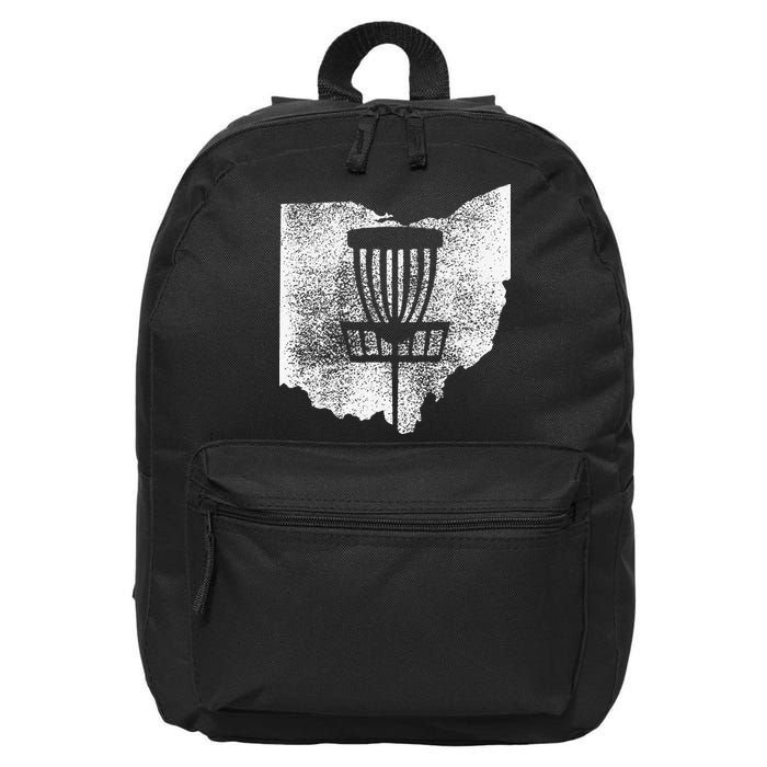 Ohio Disc Golf State With Basket Distressed Graphic 16 in Basic Backpack