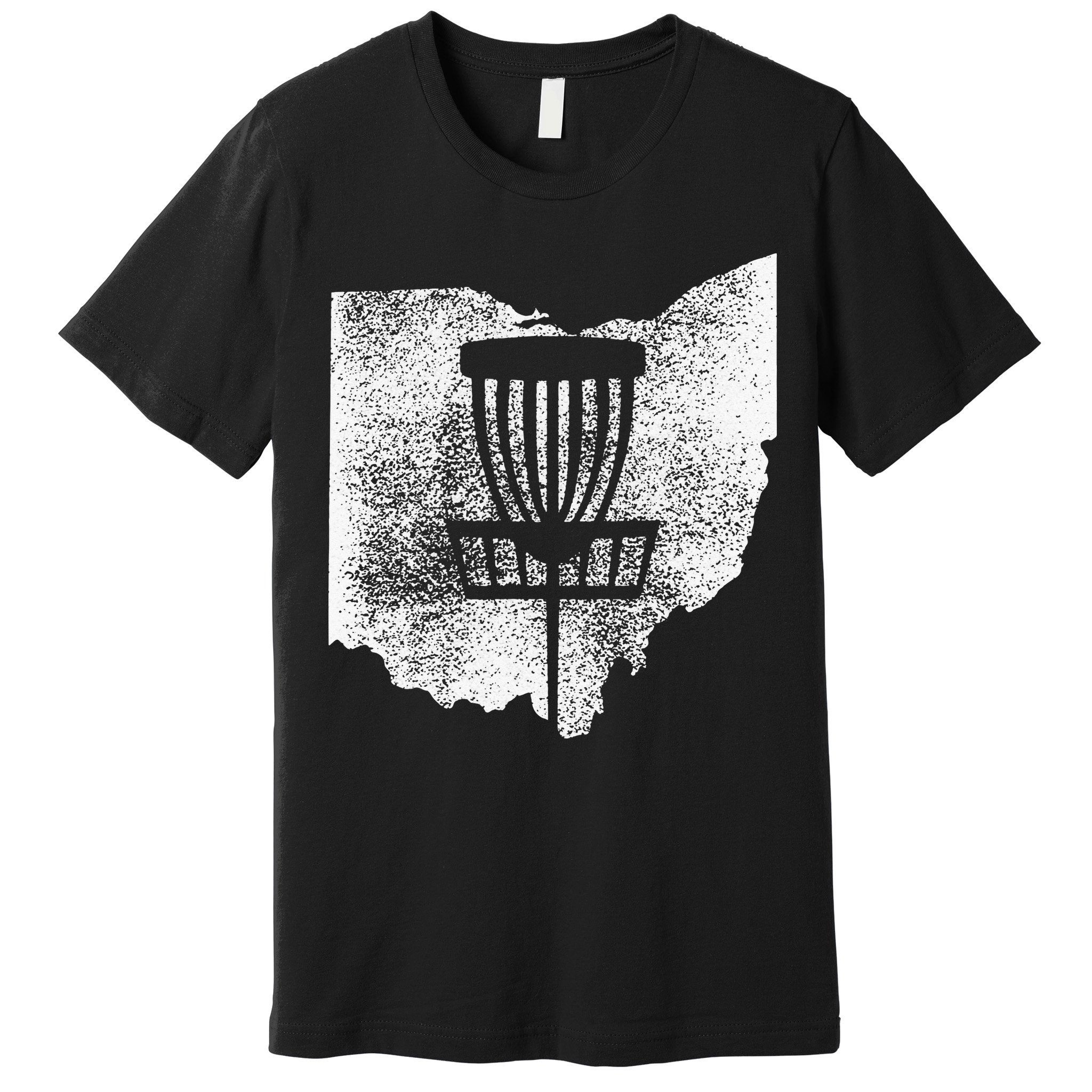 Ohio Disc Golf State With Basket Distressed Graphic Premium T-Shirt