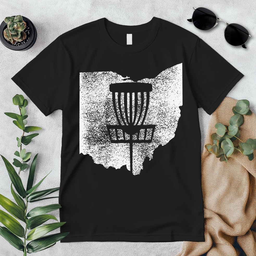 Ohio Disc Golf State With Basket Distressed Graphic Premium T-Shirt
