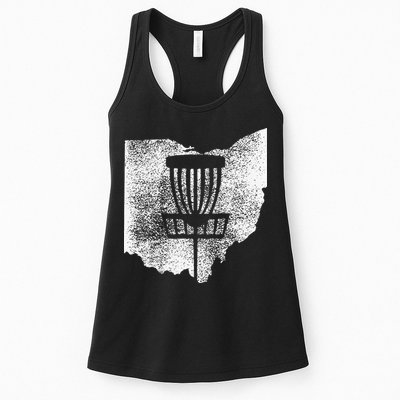 Ohio Disc Golf State With Basket Distressed Graphic Womens Tank Top