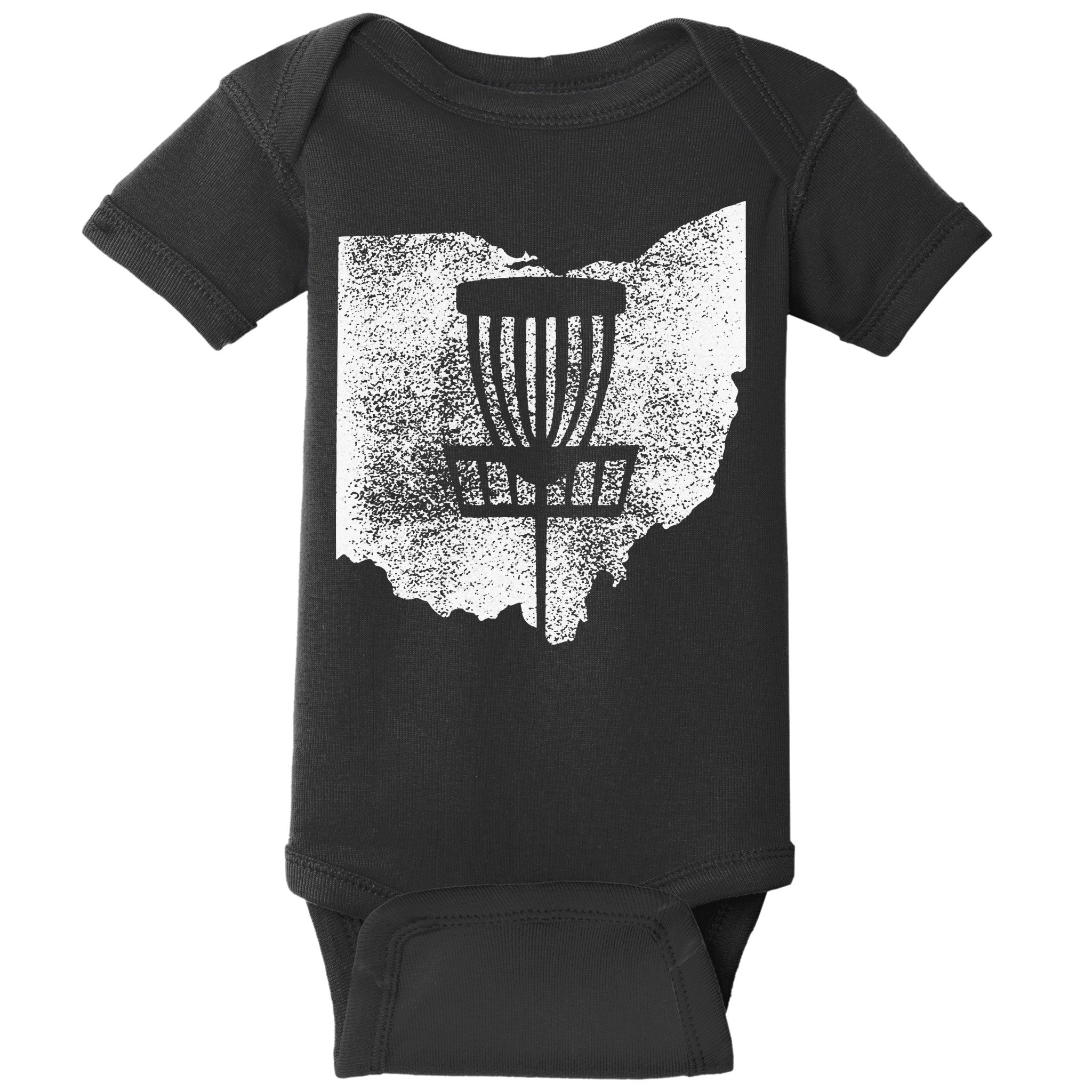 Ohio Disc Golf State With Basket Distressed Graphic Baby Bodysuit