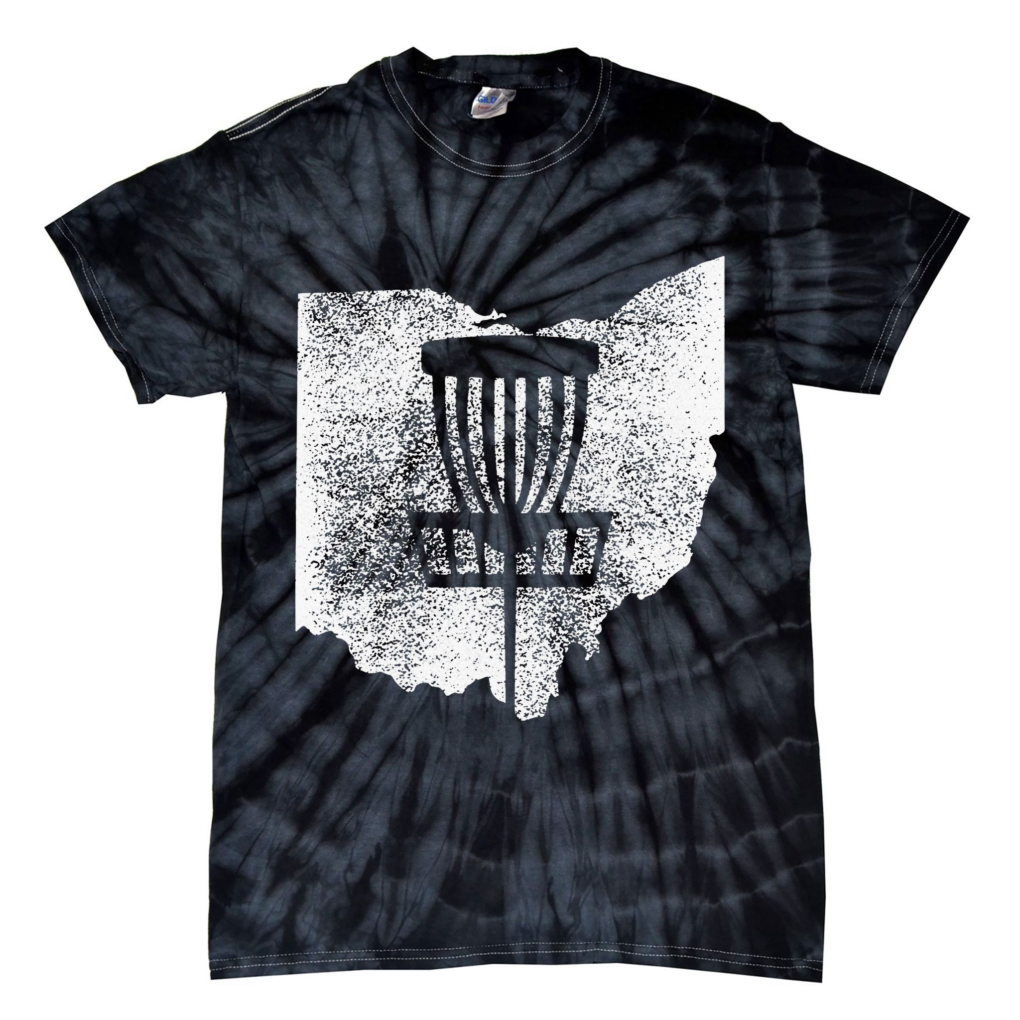 Ohio Disc Golf State With Basket Distressed Graphic Tie-Dye T-Shirt