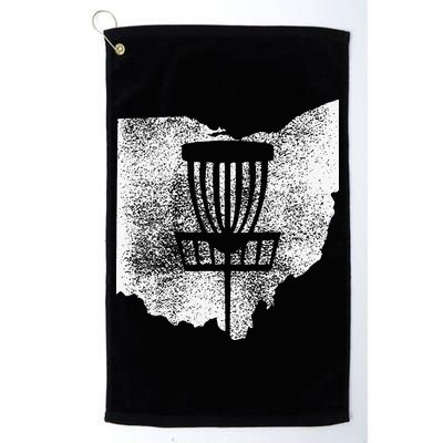Ohio Disc Golf State With Basket Distressed Graphic Golf Towel