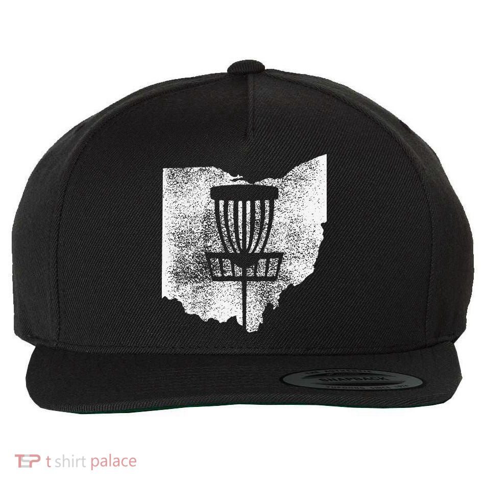 Ohio Disc Golf State With Basket Distressed Graphic Wool Snapback Cap