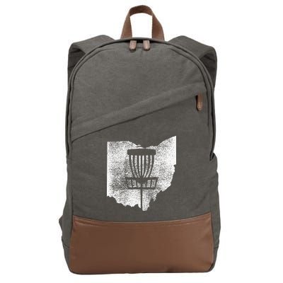 Ohio Disc Golf State With Basket Distressed Graphic Cotton Canvas Backpack