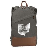Ohio Disc Golf State With Basket Distressed Graphic Cotton Canvas Backpack
