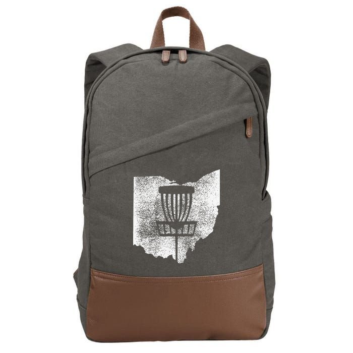 Ohio Disc Golf State With Basket Distressed Graphic Cotton Canvas Backpack