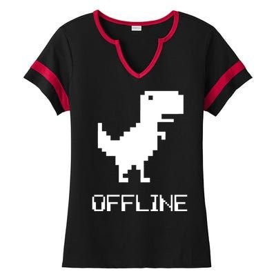 Offline Dinosaur Game Ladies Halftime Notch Neck Tee