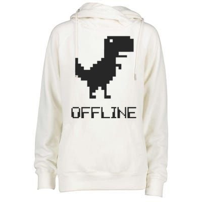 Offline Dinosaur Game Womens Funnel Neck Pullover Hood