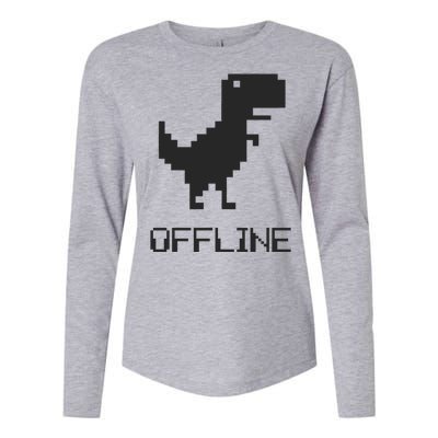 Offline Dinosaur Game Womens Cotton Relaxed Long Sleeve T-Shirt