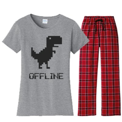 Offline Dinosaur Game Women's Flannel Pajama Set