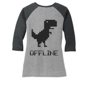 Offline Dinosaur Game Women's Tri-Blend 3/4-Sleeve Raglan Shirt