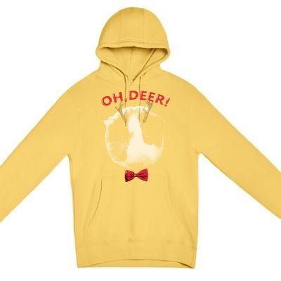 Oh Deer Guinea Pig Xmas Red Bowtie Gift Premium Pullover Hoodie