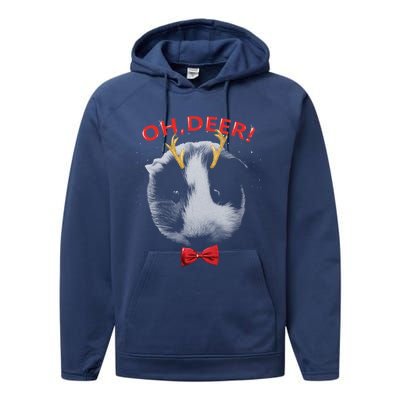 Oh Deer Guinea Pig Xmas Red Bowtie Gift Performance Fleece Hoodie