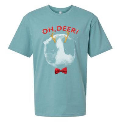 Oh Deer Guinea Pig Xmas Red Bowtie Gift Sueded Cloud Jersey T-Shirt